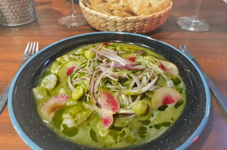 Leckere Aguachile aus Garnelen im La Barcina in Sayulita