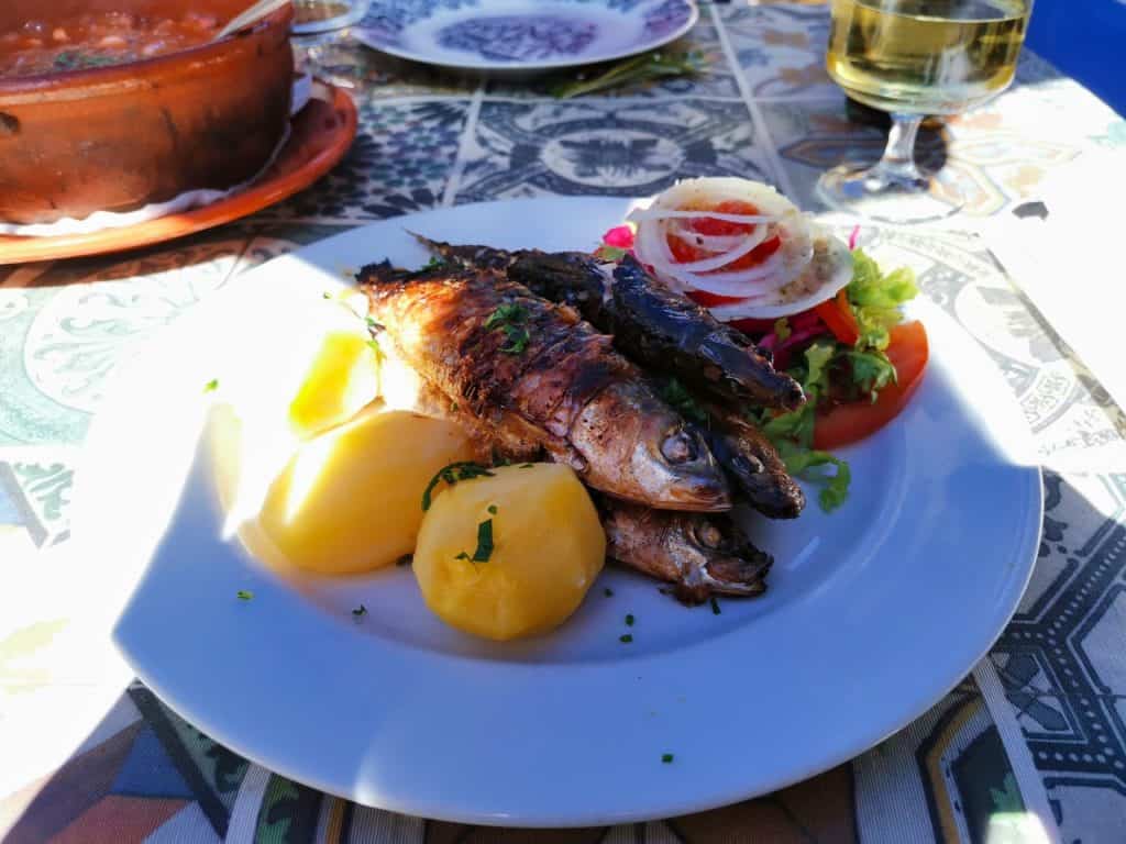 Sardinen im Restaurant O Conquistador in Obidos.