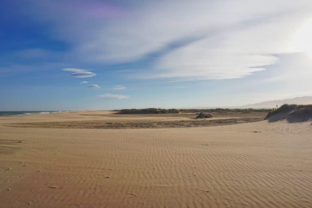 Strand Platja del Trabucador, einer der schönsten Strände der Costa Dorada im Ebro Delta.