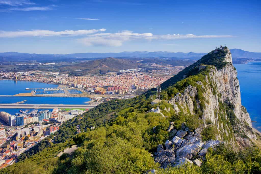 Blick vom Fels von Gibraltar aug Gibraltar.