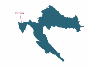 Karte zeigt die Region Istrien in Kroatien.